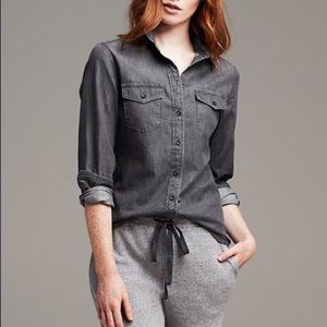 Banana Republic Soft Wash Grey Denim Shirt